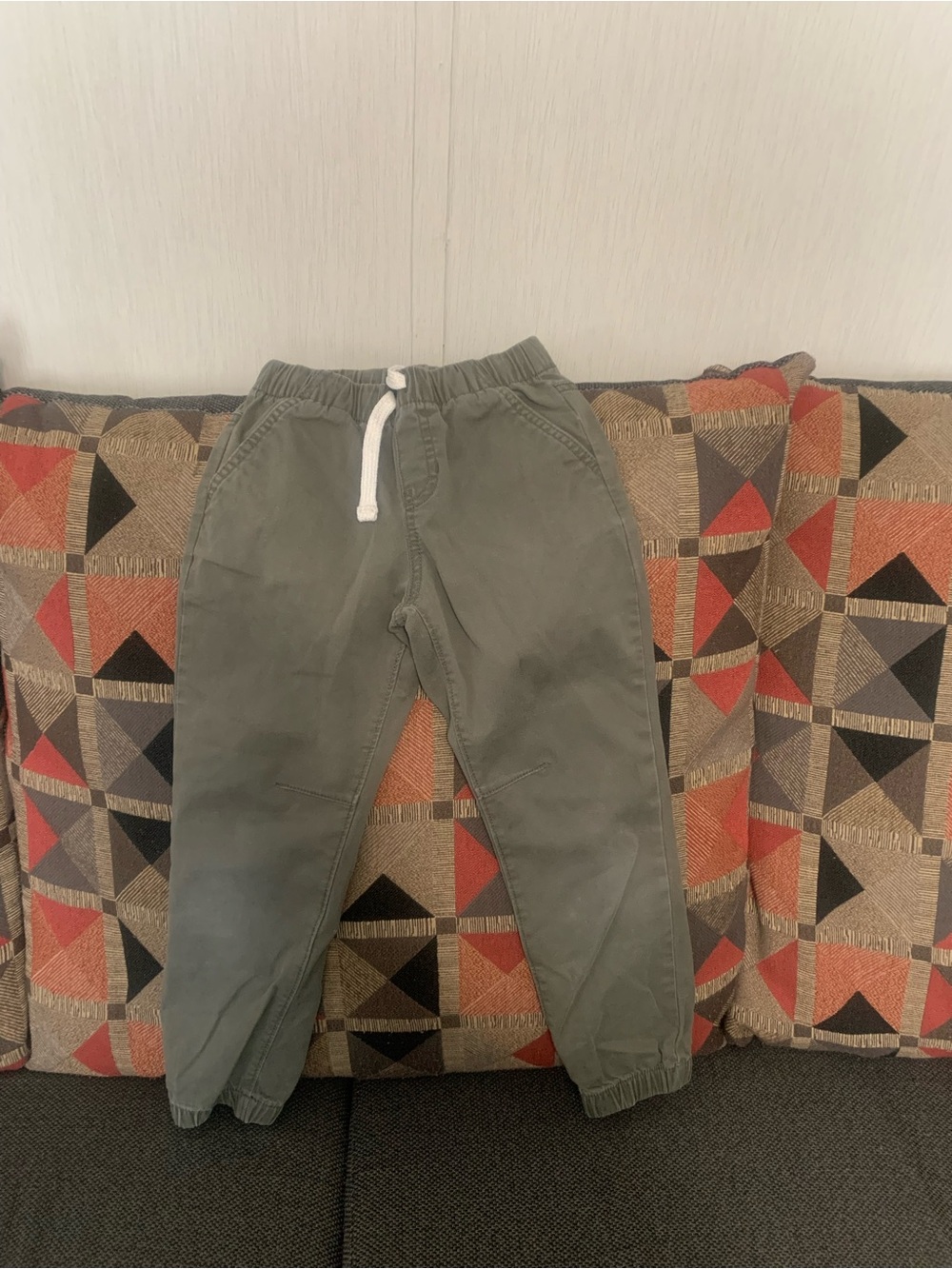 Cat & Jack Olive Drawstring Joggers with White Tie